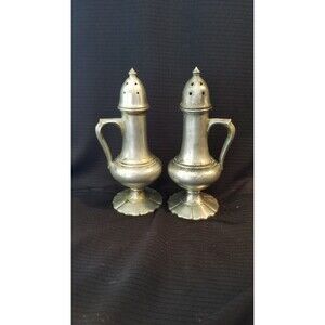 Vtg Peerless SPC 909 Pewter Salt & Pepper Shaker Shakers 5"t